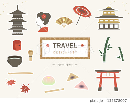 旅行・アウトドアイラストセット04 132878007