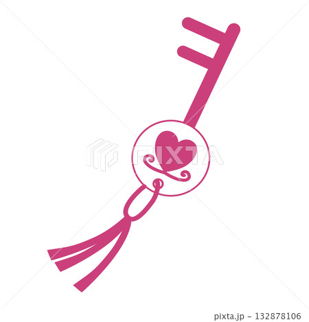 cute pink key with heart cute pink key with heart 132878106