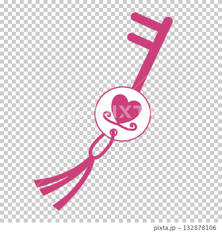 cute pink key with heart 132878106