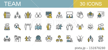チームに関するアイコンセット　カラー 132878280
