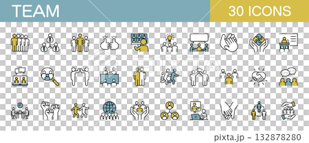 チームに関するアイコンセット　カラー 132878280