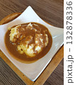 Mashed Potato in white bowl on old wooden plate. 132878336