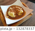 Mashed Potato in white bowl on old wooden plate. 132878337
