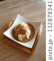 Mashed Potato in white bowl on old wooden plate. 132878341