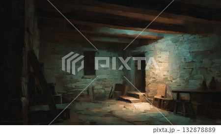 古びた地下空間のアート風背景 静かな雰囲気の室内 古びた地下空間のアート風背景 静かな雰囲気の室内 132878889