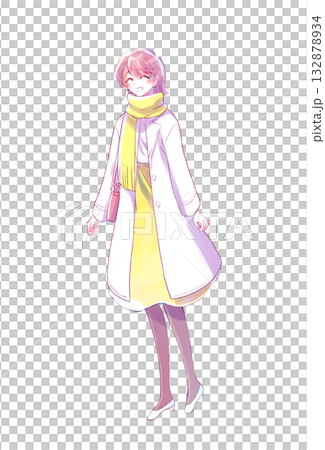 外出する女性　笑顔　冬 132878934