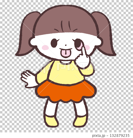 一幅女孩吐舌頭的插圖 132879235