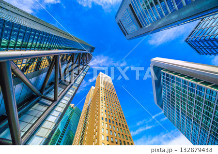 日本の東京都市景観11月4日。汐留のビジネス街を望む 日本の東京都市景観11月4日。汐留のビジネス街を望む 132879438