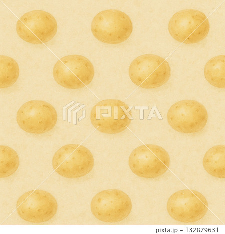 春の野菜シリーズ：新じゃがいもの素朴な総柄パターン 132879631