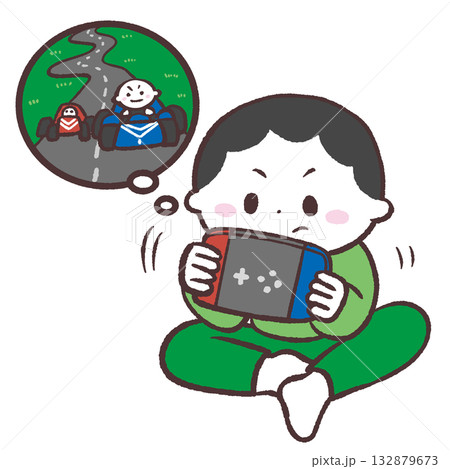 ゲームする男の子のイラスト 132879673