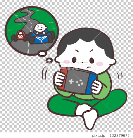 男孩玩遊戲的插圖 132879673