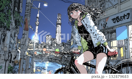 都会の治安の悪そうな場所にいる若い女性