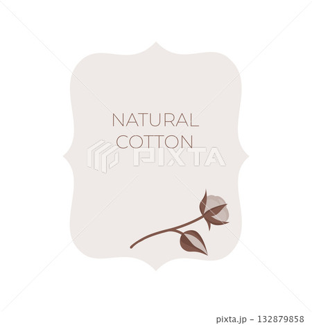 label with cotton flower 132879858