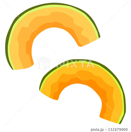 薄切りしたかぼちゃのイラスト ベクター素材 132879900
