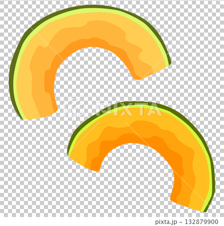 薄切りしたかぼちゃのイラスト ベクター素材 132879900