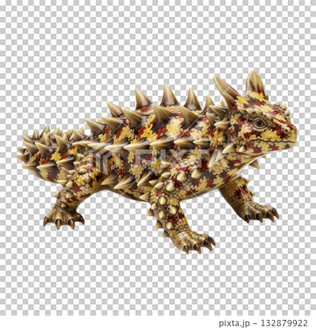 Colorful thorny devil lizard porcelain figurine with a spiky body and textured scales Colorful thorny devil lizard porcelain figurine with a spiky body and textured scales 132879922