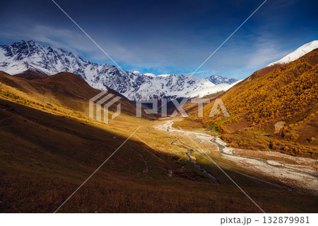 beautiful alpine valley 132879981