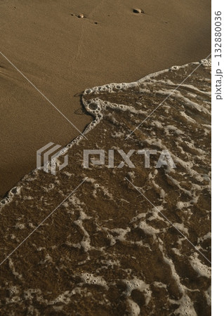 Beach Shoreline Sand Incoming Wave Water 132880036