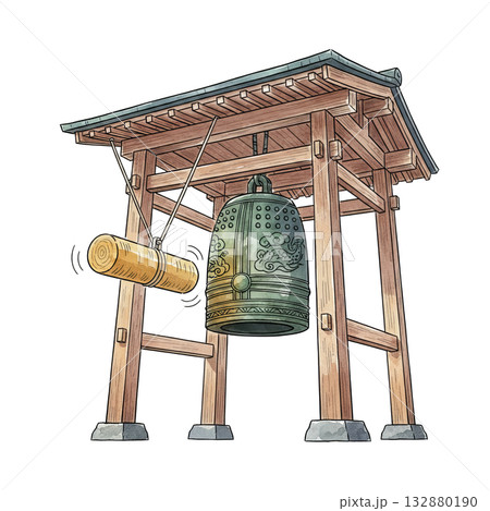 鐘楼と除夜の鐘のイラスト 132880190