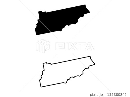 Unique territorial shape illustrated in both a solid black fill and a crisp linear contour Unique territorial shape illustrated in both a solid black fill and a crisp linear contour 132880243
