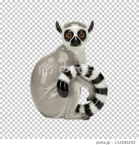 Porcelain ring-tailed lemur figurine a vintage wildlife statuette for home decoration 132880292