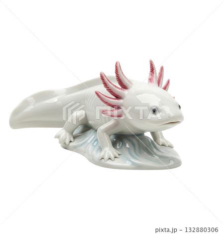 Porcelain figurine of a white axolotl a vintage amphibian statuette for home decoration 132880306