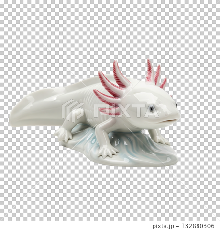 Porcelain figurine of a white axolotl a vintage amphibian statuette for home decoration 132880306