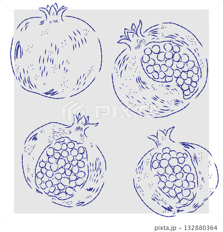 hand drawn set of fruits and vegetables 132880364