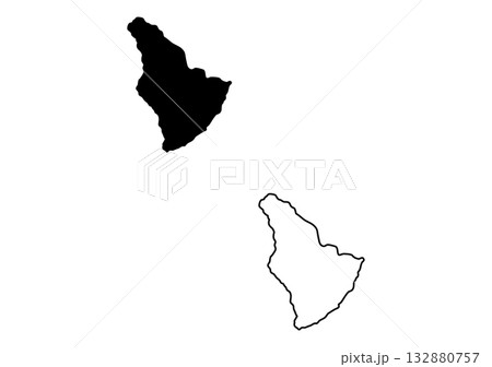 The distinct island shape of Hawaii is represented by a solid black silhouette and a clear outline 132880757