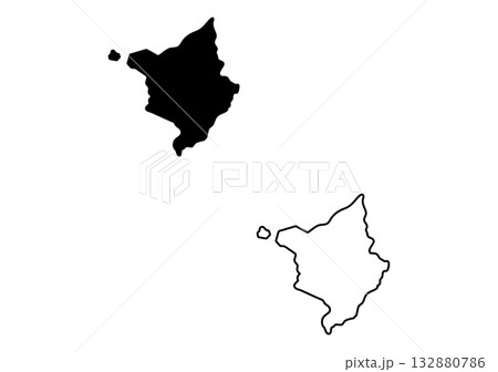 Silhouette and outline maps of the Northern Mariana Islands displayed on a clean white background Silhouette and outline maps of the Northern Mariana Islands displayed on a clean white background 132880786