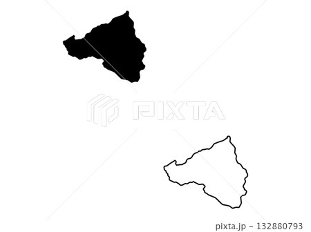 Outline map of the island nation of Malta presented in both solid black fill and contour form 132880793