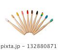 Fan of Multi-Colored Bamboo Toothbrushes Eco Dental Care Concept 132880871