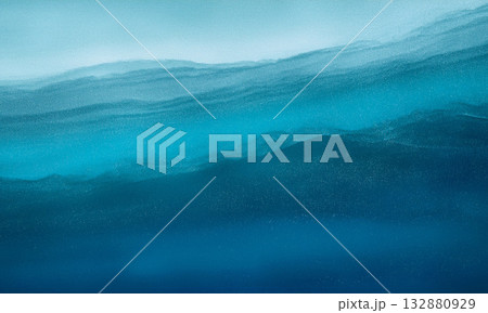 Serene Blue Ocean Waves With Soft Light, Gentle Gradient, Deep Sea Mood and Calm Atmosphere 132880929