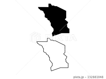 Black silhouette and outline of the state of Montana map on a clean white background 132881048