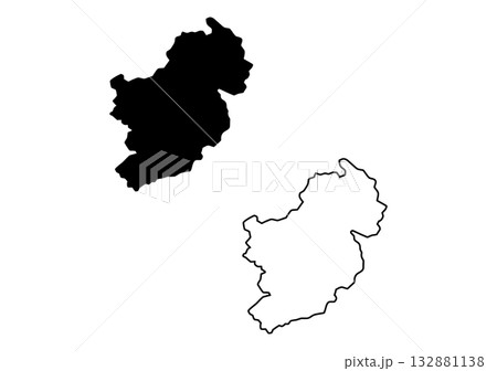 Black silhouette and outline of Loja province map in Ecuador on a clean white background 132881138