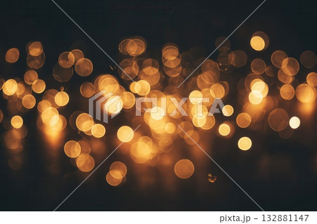 Golden Bokeh Lights on Dark Background Festive Sparkle Golden Bokeh Lights on Dark Background Festive Sparkle 132881147