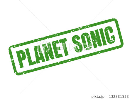 Planet Sonic green stamp symbolizing rapid environmental action and global ecological communication 132881538
