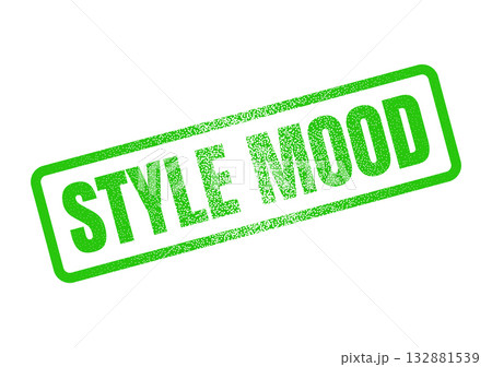 Prominent green Style Mood rubber stamp conveying fashion aesthetic or prevailing emotional state 132881539