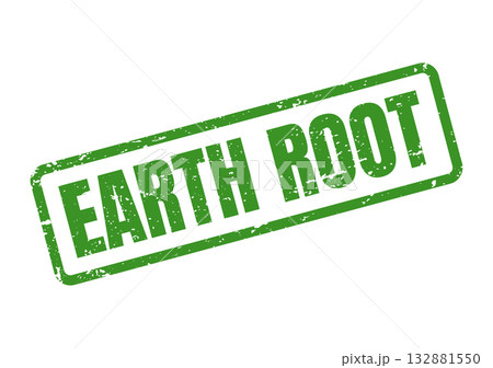 Robust Earth Root grunge stamp in green representing fundamental planetary connections and natural heritage 132881550