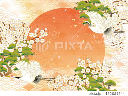 年賀素材美しい和柄背景素材 年賀素材美しい和柄背景素材 132881644