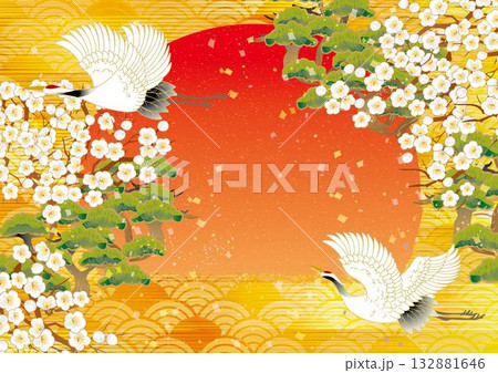 年賀素材美しい和柄背景素材 132881646