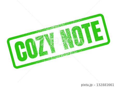 Green distressed rubber stamp with text Cozy Note conveying a pleasant and personal message for effective communication Green distressed rubber stamp with text Cozy Note conveying a pleasant and personal message for effective communication 132881661