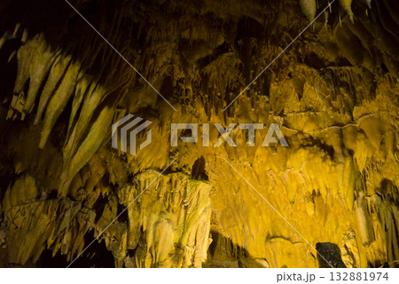 stalactites and stalagmites in Dirou Cave, Greece stalactites and stalagmites in Dirou Cave, Greece 132881974
