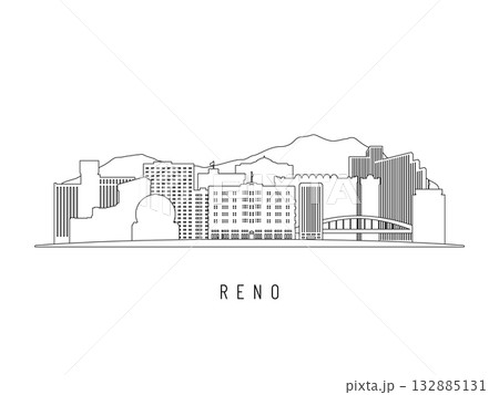 Detailed Reno skyline vector illustration. Detailed Reno skyline vector illustration. 132885131