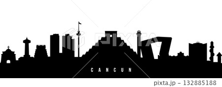 Vector silhouette illustration of Cancun City urban skyline. Vector silhouette illustration of Cancun City urban skyline. 132885188