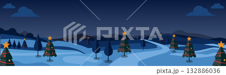 クリスマスツリーのある風景 132886036