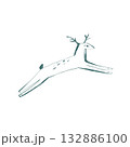 Minimalist jumping deer in simple hand drawn style with clean lines and calm forest mood for seasonal designs 132886100