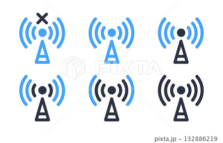Mobile phone network wifi icons. Wifi signal strength levels flat vector illustration set. Smartphone wifi signs 132886219