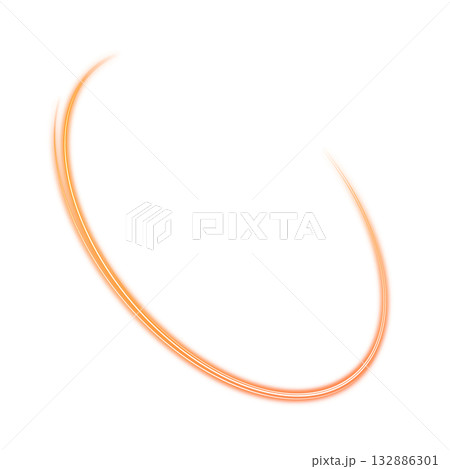 透明背景のオレンジ色の発光アークリング 132886301