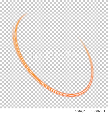 透明背景のオレンジ色の発光アークリング 132886301